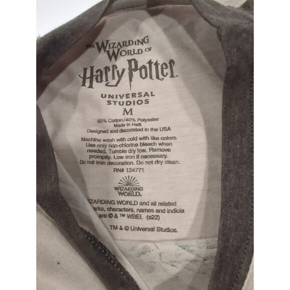 Harry Potter NWT Medium Short Sleeve Dark Mark T-shirt Light Gray Brown - Picture 6 of 7